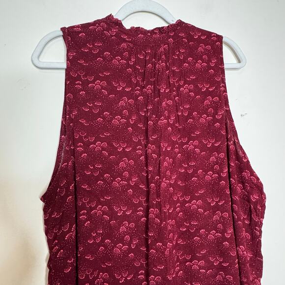 Market & Spruce Red Sleeveless Ruffle Split Neck Blouse 2X NWT Plus Size Top - Picture 5 of 7